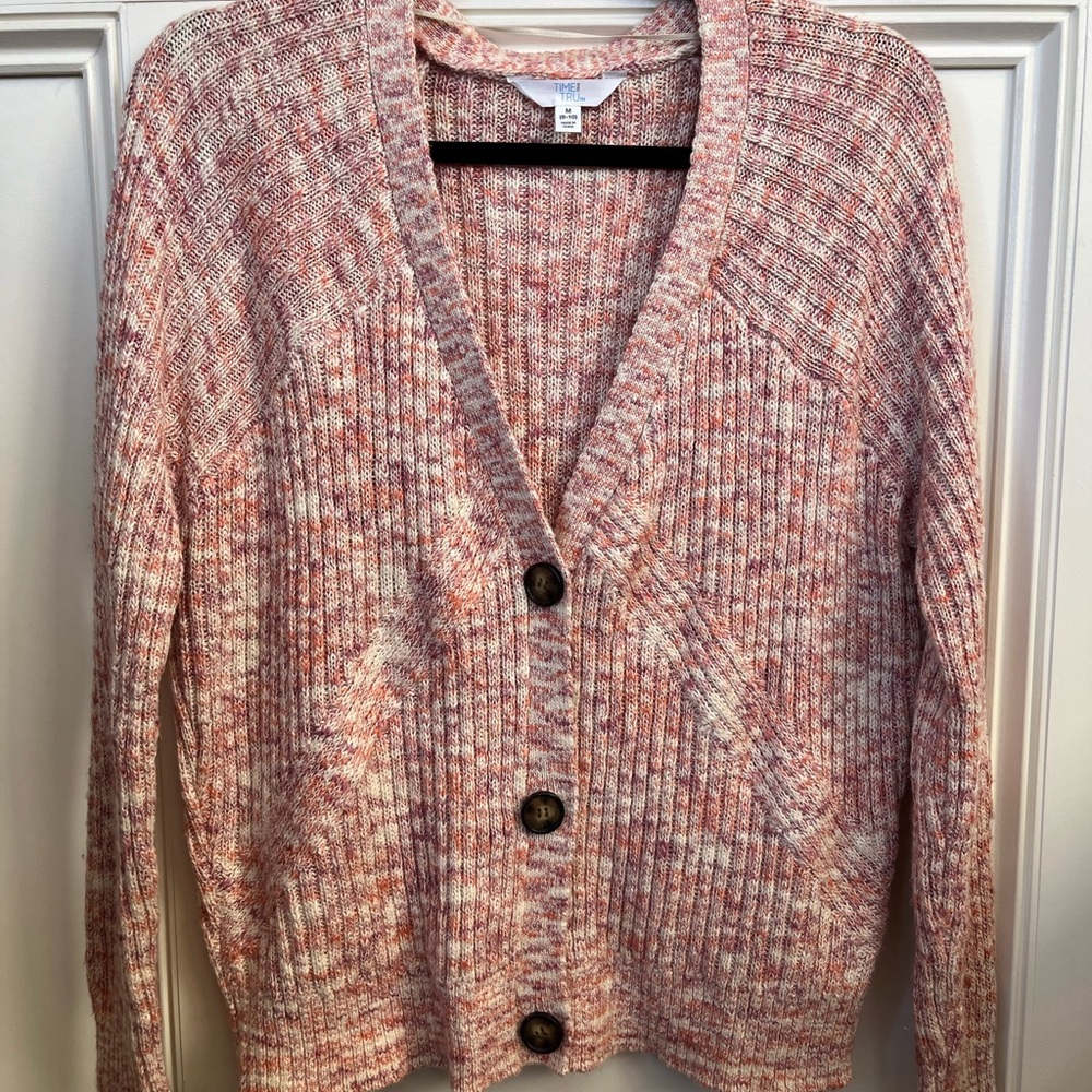 TIME & TRU Women's Pink Cardigan Sweater